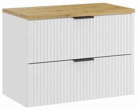 Závěsná skříňka pod umyvadlo Casad s deskou 80 cm bílá/dub artisan