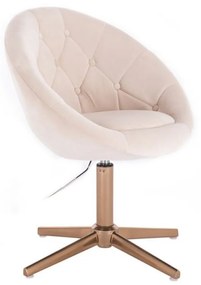 LuxuryForm DESIGN Kreslo VERA VELUR na zlatom kríži - krémové