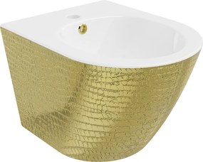 Mexen Lena, závesný bidet 480x370x325 mm, biela - zlatý vzor, 35224808