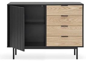 Nízka komoda v dekore duba v čierno-prírodnej farbe 108x80 cm Sierra – Teulat