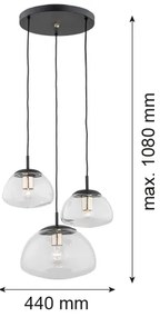 Argon 1492 - Luster na lanku TRINI 3xE27/15W/230V čierna