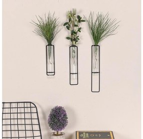 SADA 3x Nástenná dekorácia na kvety 20/25/30 cm čierna