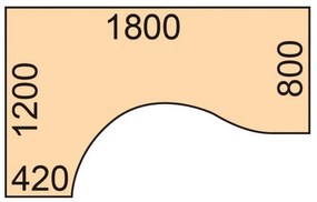 Ergonomický kancelársky písací stôl PRIMO WHITE, 180x120 cm, ľavý, biela