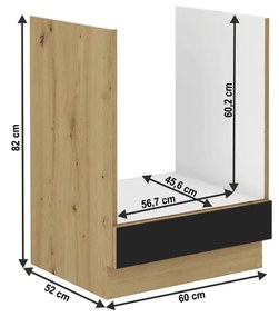 Kuchynská skrinka na sporák Monro 60 D GAZ BB - čierna / dub artisan