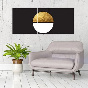 Obraz - Abstrakcia zlatá a čierna N⁰1 (120x50 cm)