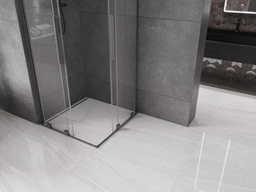 Mexen Velar L Duo, sprchový kút s posuvnými dverami 90 x 90 cm, 8mm číre sklo, brúsený grafit, 871-090-090-02-03-95