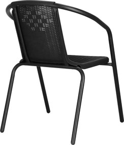 SPRINGOS Záhradný nábytok, sada pre 2 osoby: stoličky a stôl, kovovo-sklenená súprava, čierna