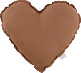 Ľanový vankúš srdce čokoládová 44cm