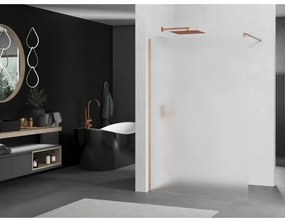 Mexen Kioto, sprchová zástena Walk-In 130 x 200 cm, 8mm sklo námraza, medený matný profil, 800-130-101-65-30