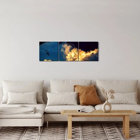 Obraz parašutistu v oblakoch (s hodinami) (90x30 cm)