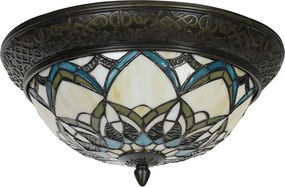 Béžovo-hnedá stropná lampa Tiffany Delafosse - Ø 37*19 cm E14/ 2*40W