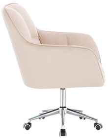 LuxuryForm DESIGN Kreslo AMALFI VELUR na striebornej podstave s kolieskami - krémové