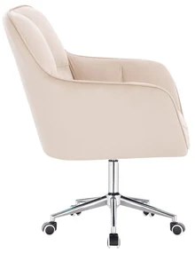LuxuryForm DESIGN Kreslo AMALFI VELUR na striebornej podstave s kolieskami - krémové