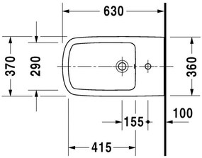 DURAVIT DuraStyle samostatne stojací bidet kapotovaný s otvorom, 370 mm x 630 mm, s povrchom WonderGliss, 22831000001