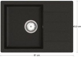 Granitový kuchynský drez so sifónom Eden ENB 02-62 61x43,5 cm - čierna