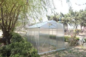 Skleník so základňou BestBerg BBGH‑806S / 4,8 m² / 252 × 190 × 194 cm / strieborná
