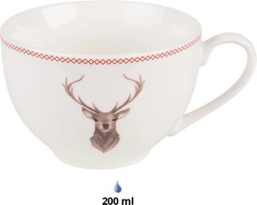 Porcelánová šálka s tanierikom s jeleňom Cosy Lodge - 12*9*6 cm / 200 ml