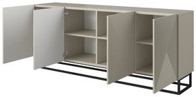 Komoda Asha 200 cm na čiernom kovovom ráme - kašmírová