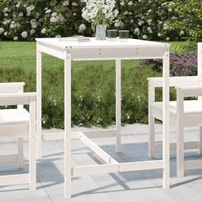 Záhradný stolík biely 121x82,5x110 cm borovicový masív 824089