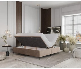 Béžová čalúnená dvojlôžková posteľ s úložným priestorom 160x200 cm Tate – Maison de Rêve