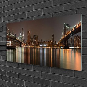 Obraz na skle Mesto mosty architektúra 140x70 cm