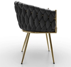 DIZAJNOVÁ STOLIČKA SHELLY ŠEDÝ ZAMAT + ZLATÁ