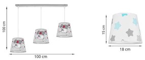 Detské Závesné svietidlo Cone, 3x textilné tienidlo so vzorom (mix 7 vzorov), (výber z 2 farieb konštrukcie)