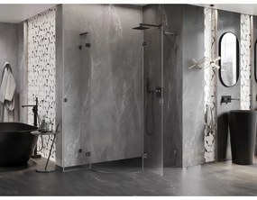 Mexen Lunar, L pravý polkruhový sprchový kút 80 x 70 cm, 8mm číre sklo, profil grafit brúsený, 833L-080P-070L-66-00