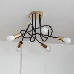 Prisadený luster OXFORD 5xE27/15W/230V zlatá/čierna