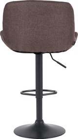 Barová stolička Solon - látka, čierny rám - tmavo hnedá