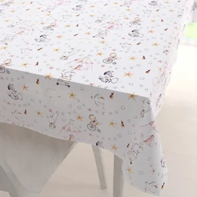 Biante Detský bavlnený obdĺžnikový obrus Sandra SA-371 Ružový cirkus so zvieratkami 60x100 cm