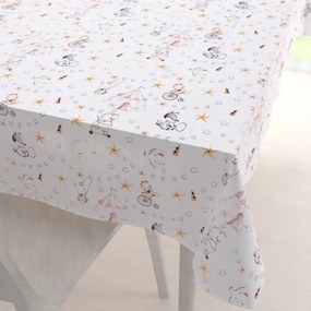 Biante Detský bavlnený obdĺžnikový obrus Sandra SA-371 Ružový cirkus so zvieratkami 80x120 cm