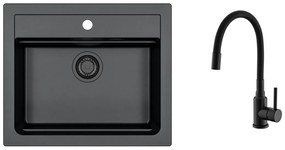 SET ALVEUS ATROX 30/91 BLACK ADDITION jednoduchý sifon + BATERIE MINTAS BLACK MATT