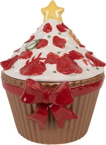 Hnedá keramická dóza s mašľou Cupcake - 18*16*20 cm
