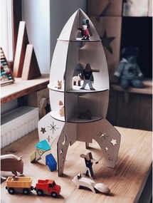 Raketová polica do detskej izby – drevená dekorácia na samomontáž 60x35 cm