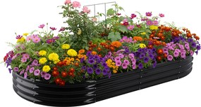 Garden Line ZÁHON NA ZELENINU A KVETINY 240 × 120 × 30 CM, OVALNÝ, ANTRACITOVÝ