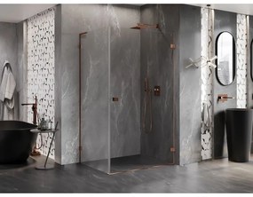 Mexen Lunar-B L pravý výklopný sprchový kút 85 x 80 cm, číre sklo, ružové zlato, 832L-085-080-60-00-P