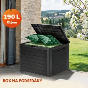 Úložný box WOODEBOX - 190L, 78x44x55cm, antracitová Prosperplast