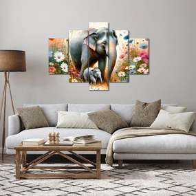Obraz - Slonia mama, akvarel (150x105 cm)