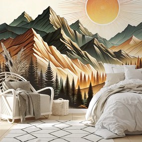 Samolepiaca tapeta horská krajina s vychádzajúcim slnkom