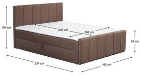 Kondela Boxspringová posteľ, 140x200, hnedá, STAR