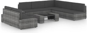 vidaXL 8-dielna záhradná sedacia súprava s podložkami polyratan sivá