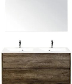 Kúpeľňová zostava Sanox Porto mramor zrkadlo 120 cm 2 zásuvky dub tmavý