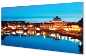 Sklenený obraz Rome River mosty západ slnka 100x50 cm