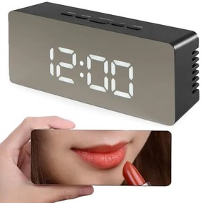 Verk 01457 Zrkadlové LCD hodiny 4v1 čierne