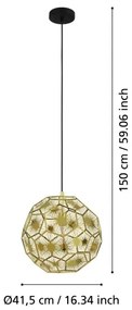 Eglo 39755 - Luster na lanku SKOURA 1xE27/60W/230V priemer 41 cm