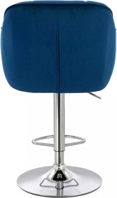 LuxuryForm DESIGN Barová stolička AVOLA VELUR na striebornom tanieri - modrá
