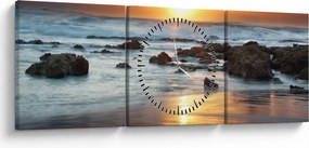 Obraz - More zaliate slnkom (s hodinami) (90x30 cm)