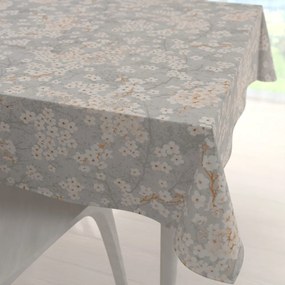 Biante Bavlnený štvorcový obrus Sandra SA-634 Biele čerešňové kvety na sivom 130x130 cm