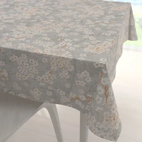 Biante Bavlnený štvorcový obrus Sandra SA-634 Biele čerešňové kvety na sivom 70x70 cm